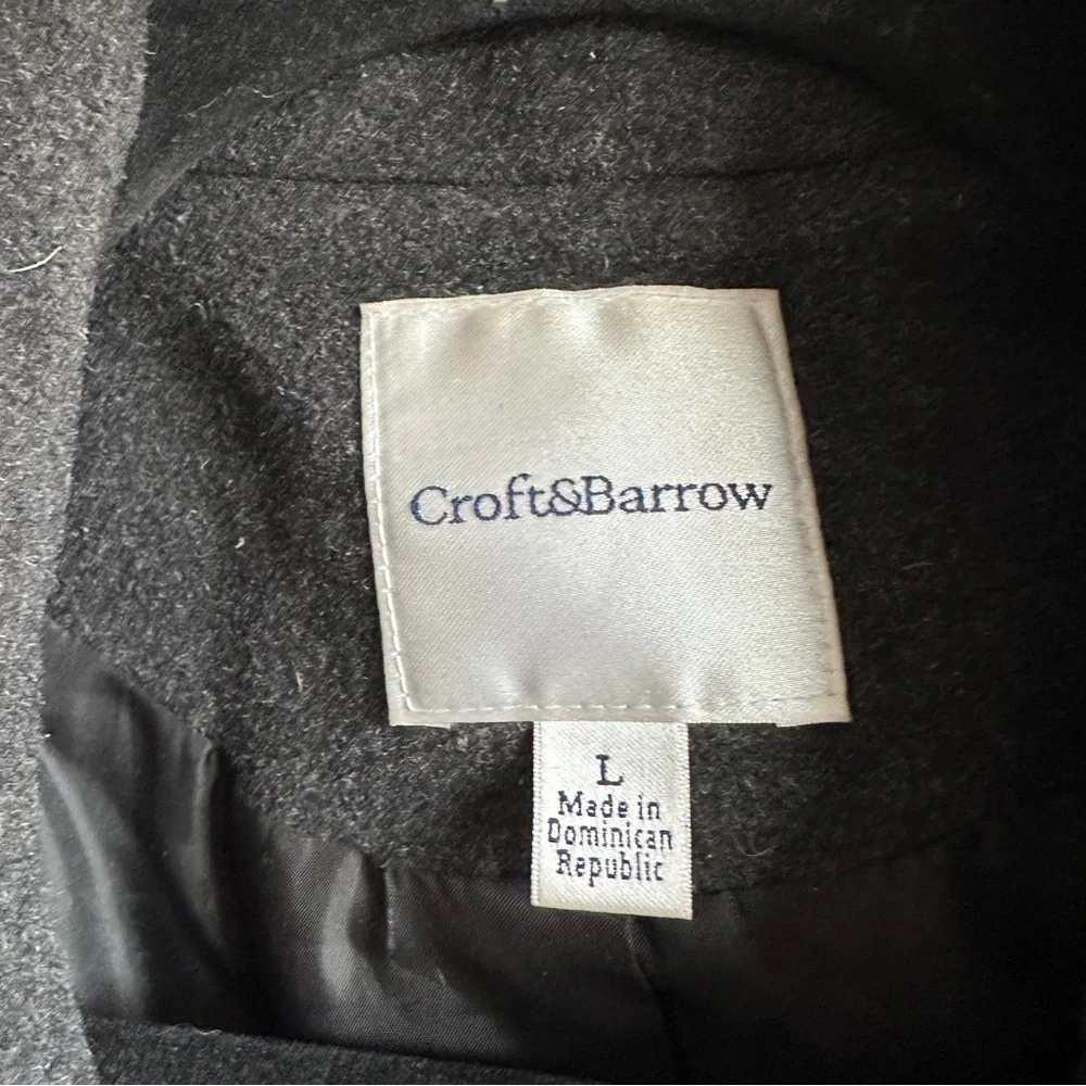 Charcoal Wool Blend Peacoat Dark Academia Classic Timeless Coat L Croft & Barrow